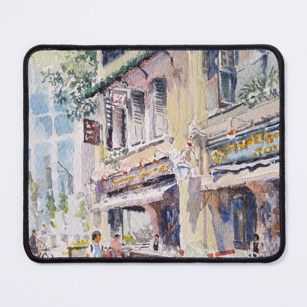 Item preview, Boat Quay shophouses, Singapore, original watercolor designed and sold by Almondtree.