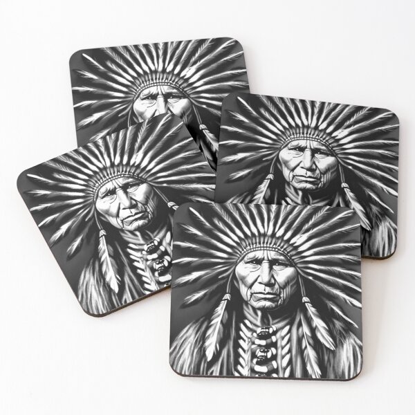 Item preview, Native American Indian chief, black and white graphic, Native American heritage designed and sold by LoveAudra.