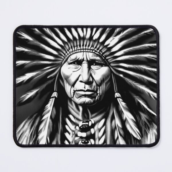 Item preview, Native American Indian chief, black and white graphic, Native American heritage designed and sold by LoveAudra.
