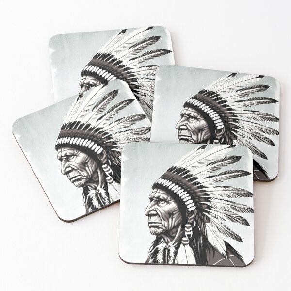 Item preview, Black and white native American Indian chief, indigenous peoples day designed and sold by LoveAudra.