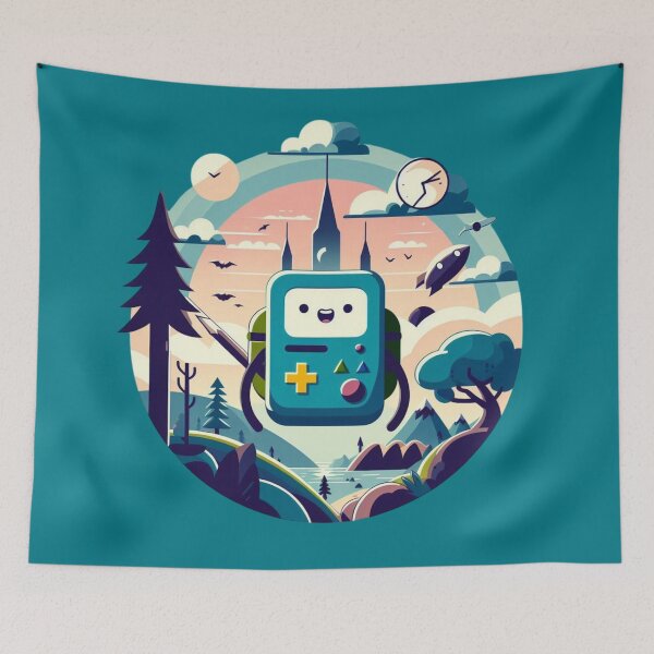 Item preview, Adventure Time BMO - Serene Natural Scene: Landscape Digital Art with Tree and Colorful Sky designed and sold by Hive Threadless.