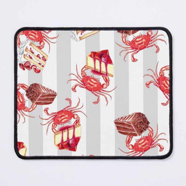 Item preview, Crabby Cakes Hand Painted Crabs with Cake on grey Stripes designed and sold by Sockstomistic.
