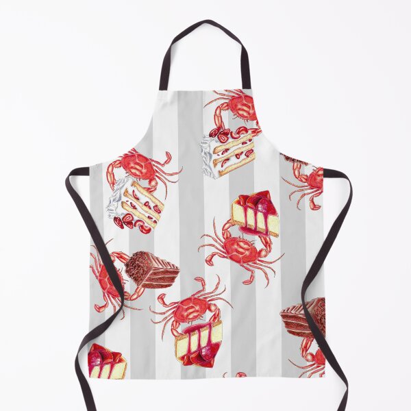 Item preview, Crabby Cakes Hand Painted Crabs with Cake on grey Stripes designed and sold by Sockstomistic.