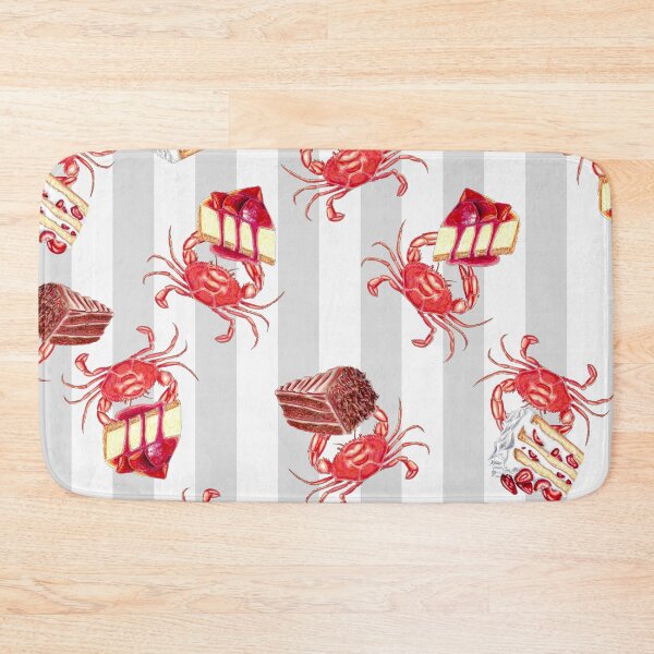 Item preview, Crabby Cakes Hand Painted Crabs with Cake on grey Stripes designed and sold by Sockstomistic.