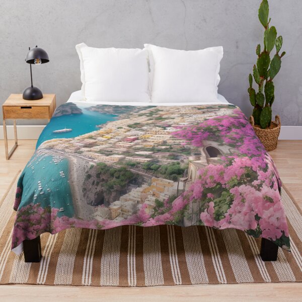 Item preview, Amalfi Coast Artwork Mediterranean Coastal Painting designed and sold by Tamas Das.