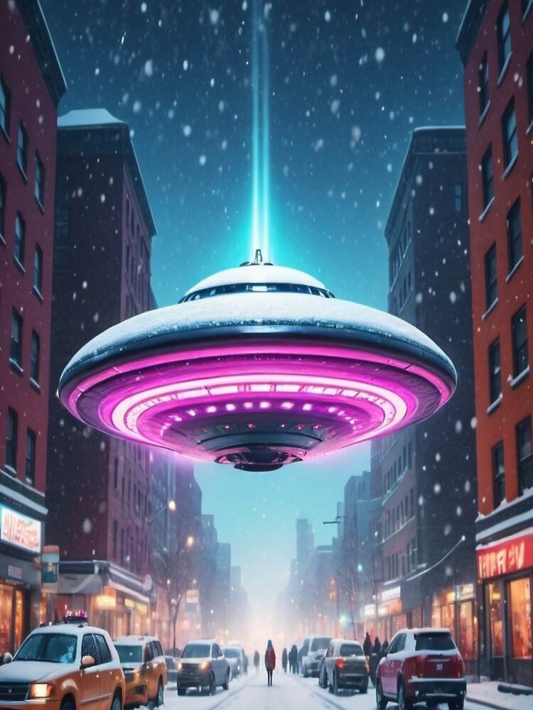 Thumbnail 5 of 5, Graphic T-Shirt, Frosty Aurora Encounter - Aliens and Ufo designed and sold by eXtraHumans.