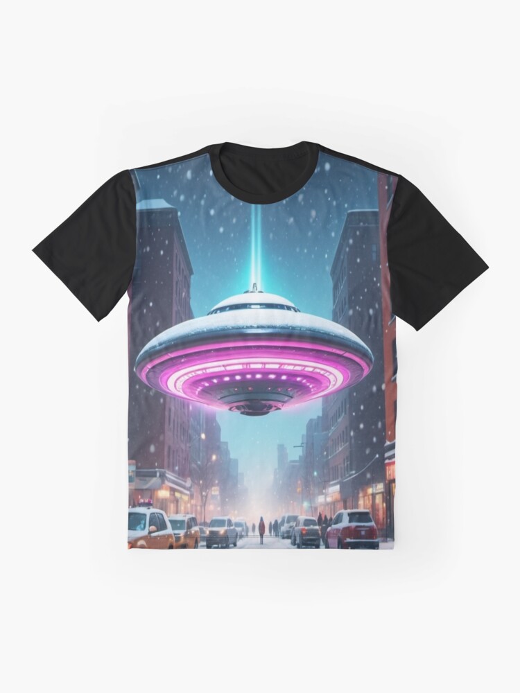 Thumbnail 4 of 5, Graphic T-Shirt, Frosty Aurora Encounter - Aliens and Ufo designed and sold by eXtraHumans.