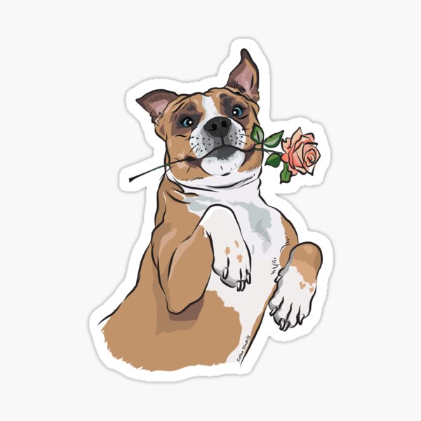 Item preview, American Staffordshire Terrier on back with rose designed and sold by CottonKiosk.