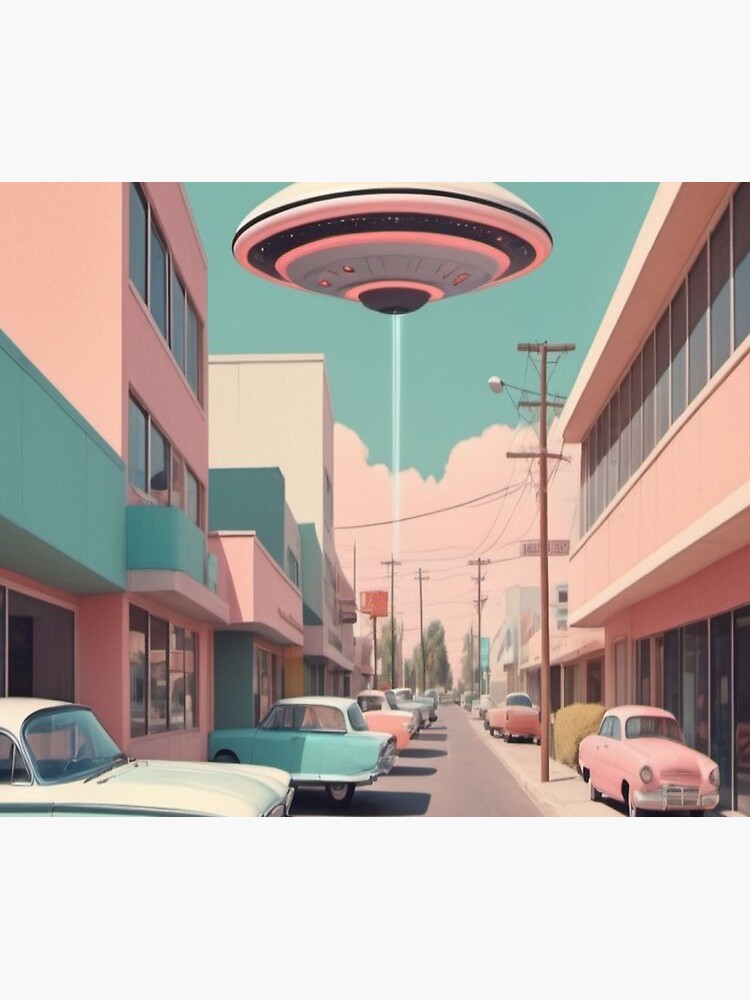 Thumbnail 5 of 5, Mouse Pad, Extraterrestrial Parking - Vintage UFO designed and sold by eXtraHumans.