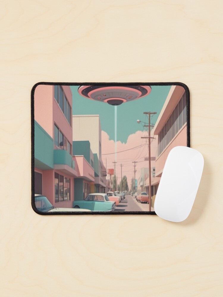 Thumbnail 1 of 5, Mouse Pad, Extraterrestrial Parking - Vintage UFO designed and sold by eXtraHumans.