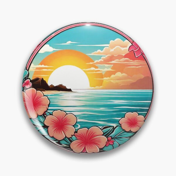 Item preview, Beach Waves Bubblegum over a Hawaiian Beach with Orchids designed and sold by NautiChic.