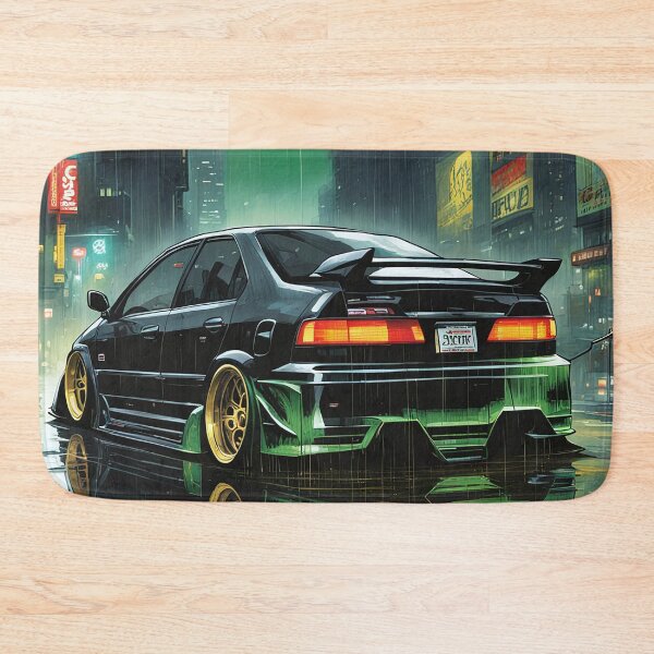 Artikelvorschau, Klassischer modifizierter Kult Honda Civic Schwarz Grün Illustration Design  entworfen und verkauft von Salimgor Hangaround Music.
