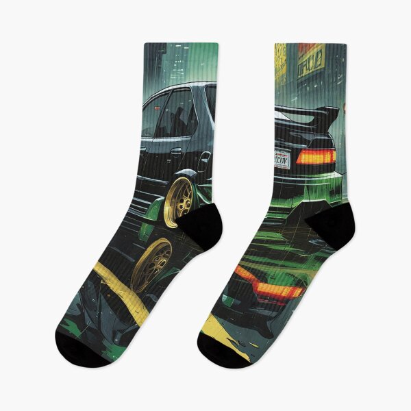 Item preview, Classic Modified Cult Honda Civic Black Green Illustration Design designed and sold by Salimgor Hangaround Music.