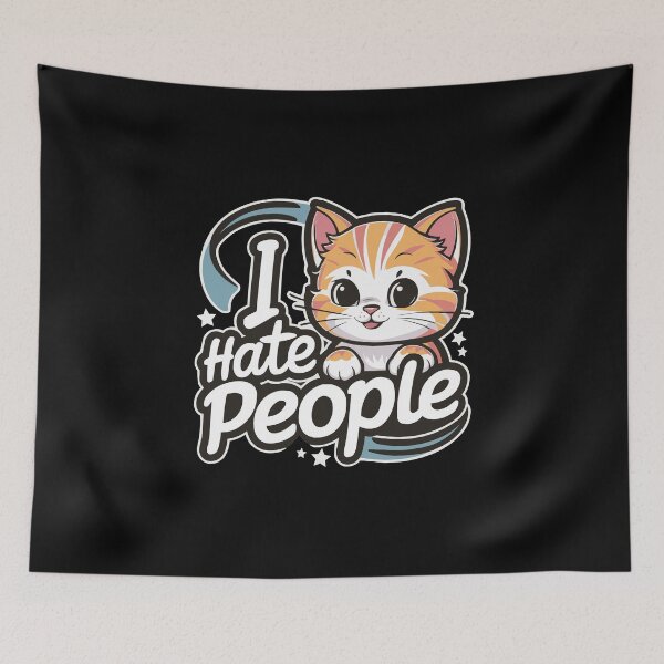 Item preview, Cute Cartoon Kitten Graphic - 'I Hate People' Humorous Design designed and sold by Shirtlify.
