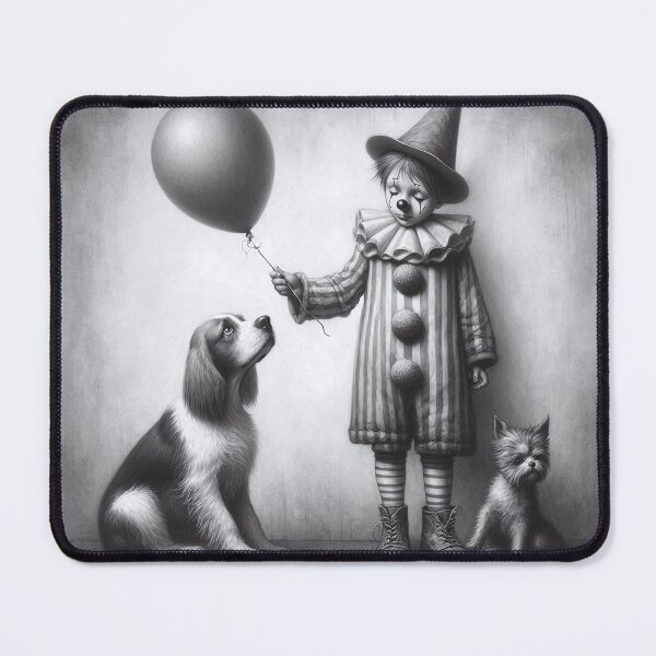 Item preview, Sad Boy Clown with a Dog - Whimsical Clowns designed and sold by MarinaFila.