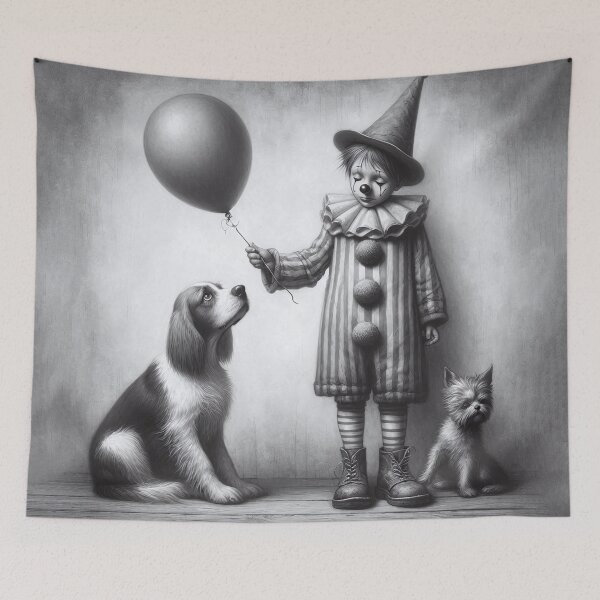 Item preview, Sad Boy Clown with a Dog  - Whimsical Clowns designed and sold by MarinaFila.