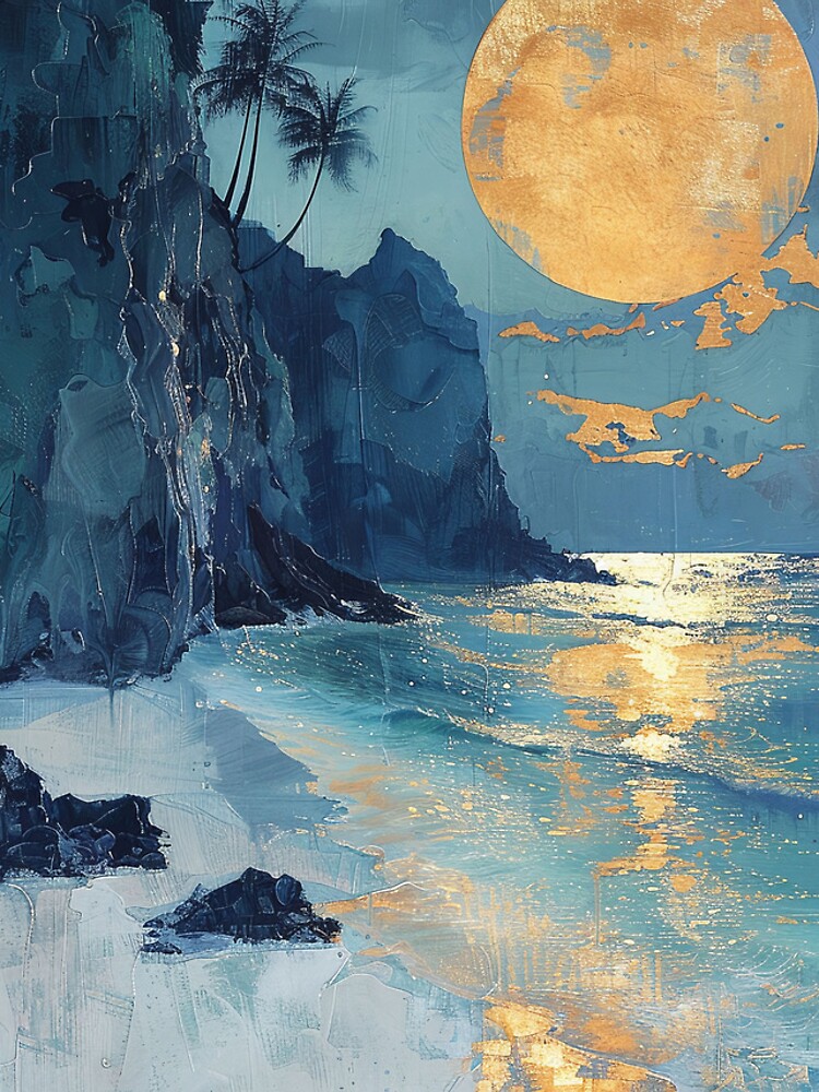 Aperçu 5 sur 5. Coque iPhone avec l'œuvre Tropical Moonlit Paradise Artwork créée et vendue par ArmorShell.