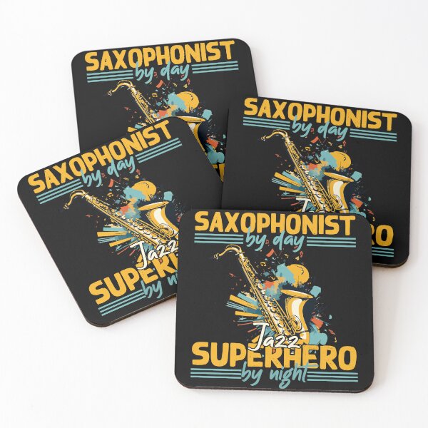 Item preview, Funny saxophone superhero design for jazz music designed and sold by LuminOrb.