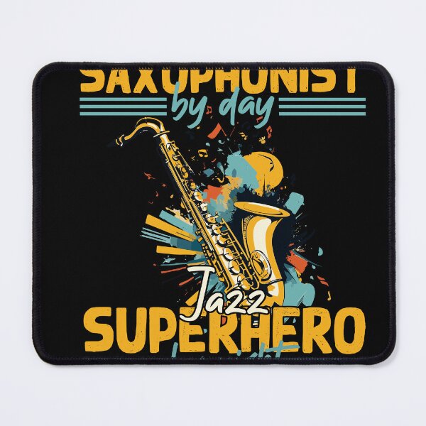 Item preview, Funny saxophone superhero design for jazz music designed and sold by LuminOrb.