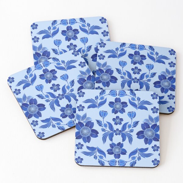 Item preview, Flowers in folk style, Blue on a light blue background designed and sold by Alex  Blud.
