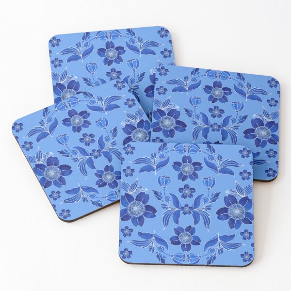 Item preview, Flowers in folk style, Blue on a blue background designed and sold by Alex  Blud.