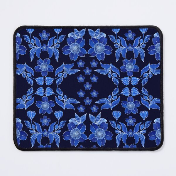 Item preview, Flowers in folk style, Blue on a dark-dark blue background designed and sold by Alex Blud.