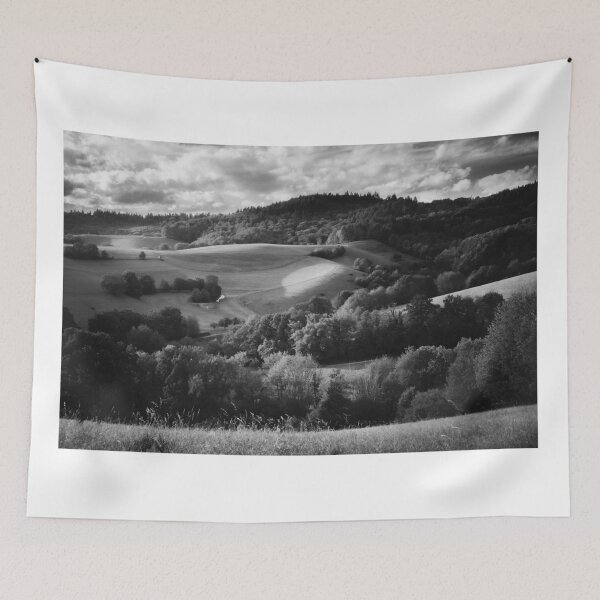 Item preview, Photo Beautiful meadows in the Odenwald in the homeland of Hesse Black and White designed and sold by Marvin Diehl.