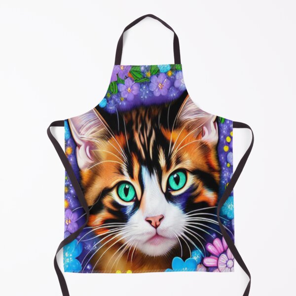 Item preview, A flower art for cat fans - A cute cat face surrounded by colorful flowers designed and sold by FotoworldEdel.