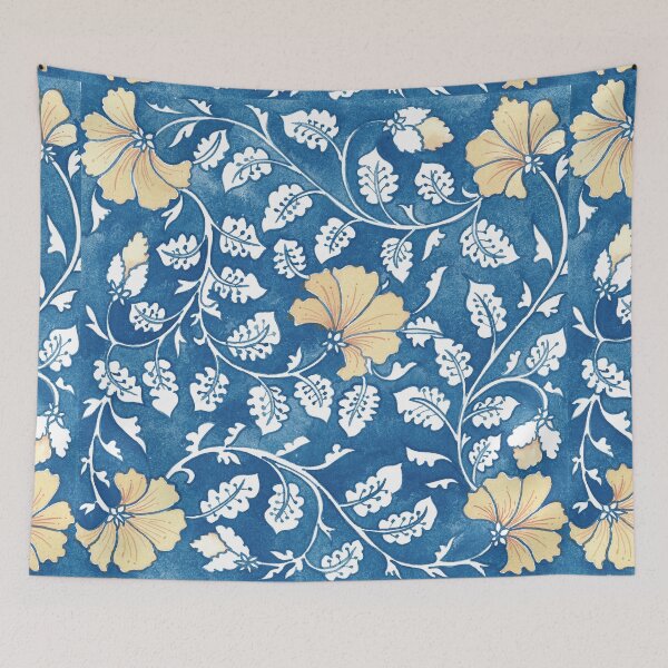 Item preview, Yellow Flowers on Grey and Blue  designed and sold by Cobalt Blue Watercolors.