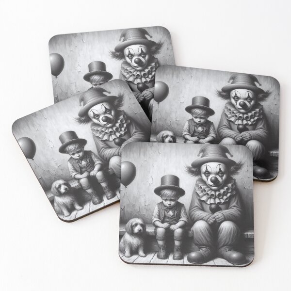 Item preview, Sad Boy Clown with a Dog  - Whimsical Clowns designed and sold by MarinaFila.