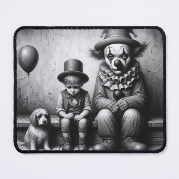 Item preview, Sad Boy Clown with a Dog - Whimsical Clowns designed and sold by MarinaFila.