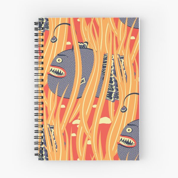 Item preview, Cute Deepwater anglerfish, Dark blue on orange background designed and sold by Alex  Blud.