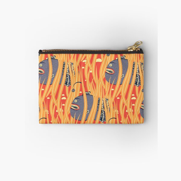 Item preview, Cute Deepwater anglerfish, Dark blue on orange background designed and sold by Alex  Blud.