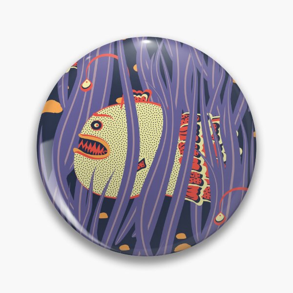 Item preview, Cute Deepwater anglerfish, Yellow on dark blue background designed and sold by Alex  Blud.