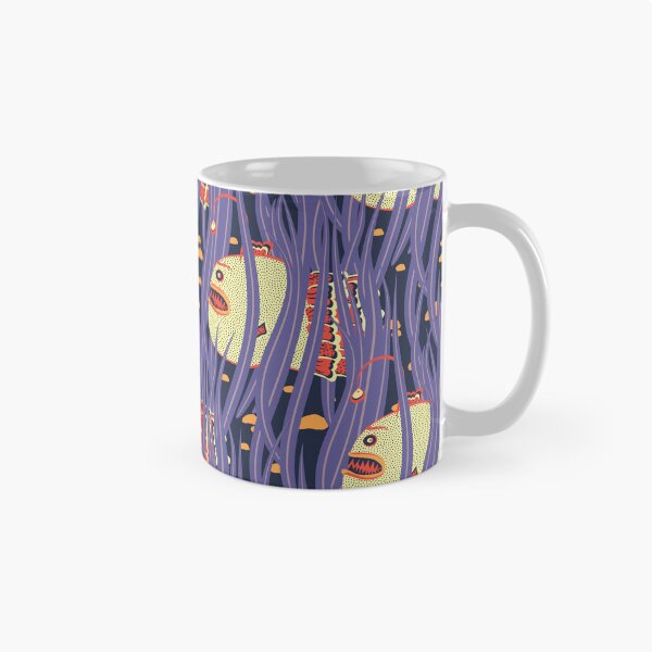 Item preview, Cute Deepwater anglerfish, Yellow on dark blue background designed and sold by Alex  Blud.