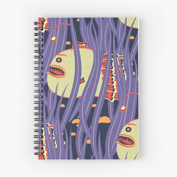 Item preview, Cute Deepwater anglerfish, Yellow on dark blue background designed and sold by Alex  Blud.