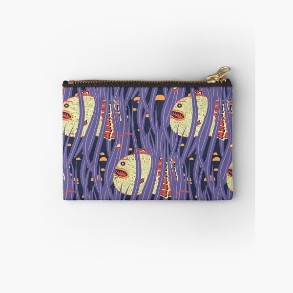 Item preview, Cute Deepwater anglerfish, Yellow on dark blue background designed and sold by Alex  Blud.