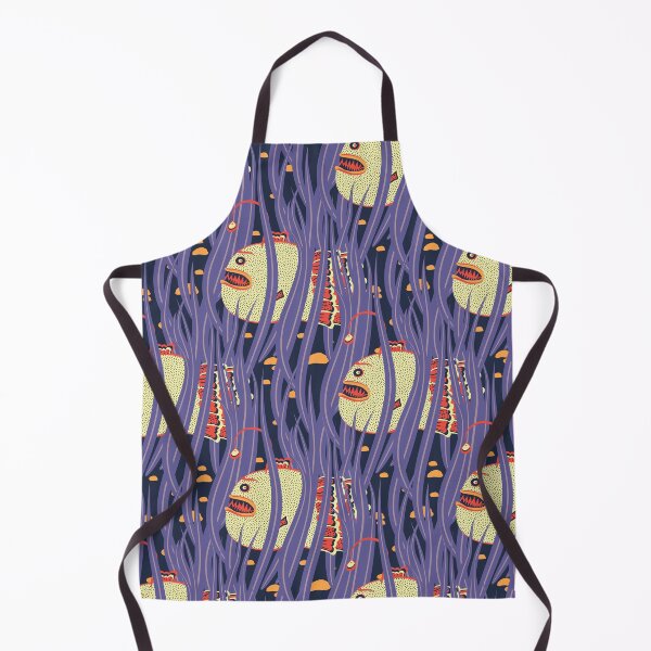 Item preview, Cute Deepwater anglerfish, Yellow on dark blue background designed and sold by Alex  Blud.