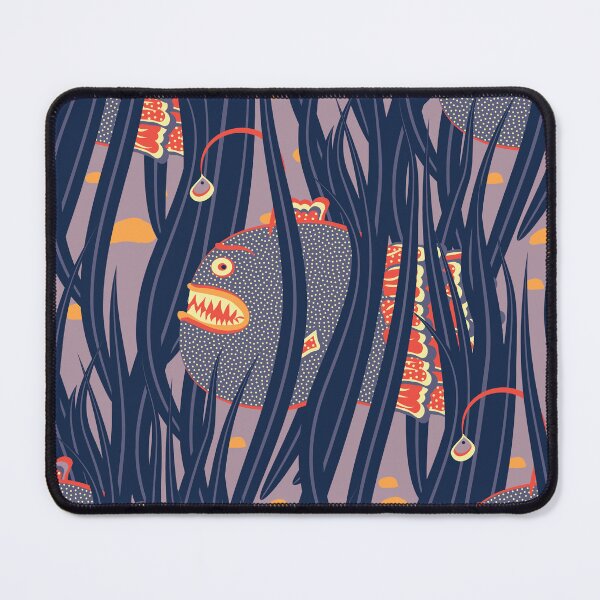 Item preview, Cute Deepwater anglerfish, Blue on dark lilac background designed and sold by Alex  Blud.
