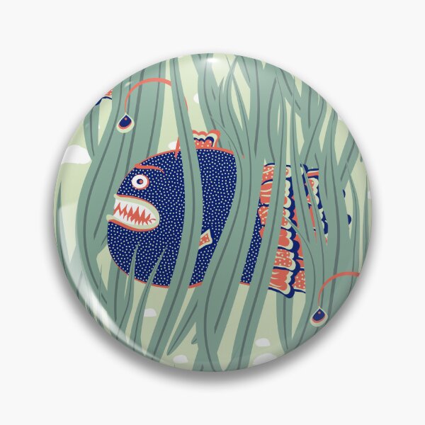 Item preview, Cute Deepwater anglerfish, Dark blue on green background designed and sold by Alex  Blud.