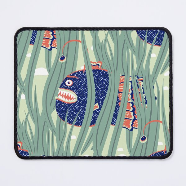 Item preview, Cute Deepwater anglerfish, Dark blue on green background designed and sold by Alex Blud.