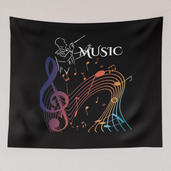 Item preview, Colorful Music Poster On A Black Background designed and sold by BrightrDayMusicArt.