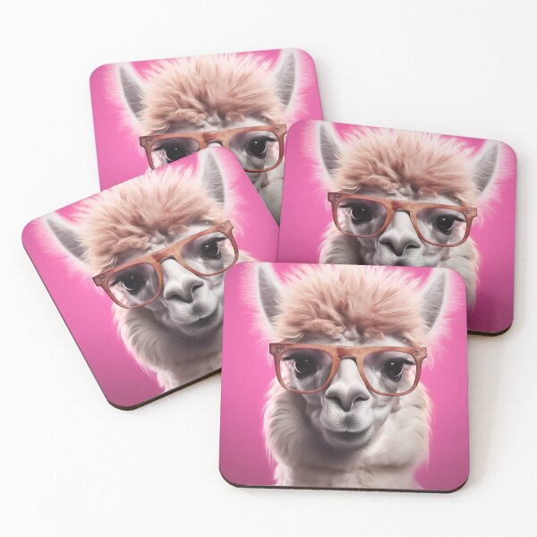 Item preview, Funny alpaca with glasses. Animal art. Pink designed and sold by GiriaGallery.