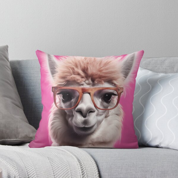 Item preview, Funny alpaca with glasses. Animal art. Pink designed and sold by GiriaGallery.