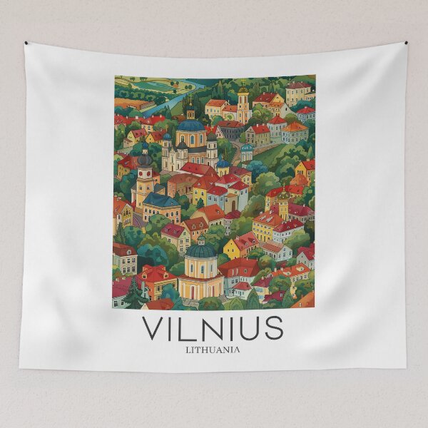 Item preview, A Pop Art Travel Print of Vilnius - Lithuania  designed and sold by StudioRedKoala.