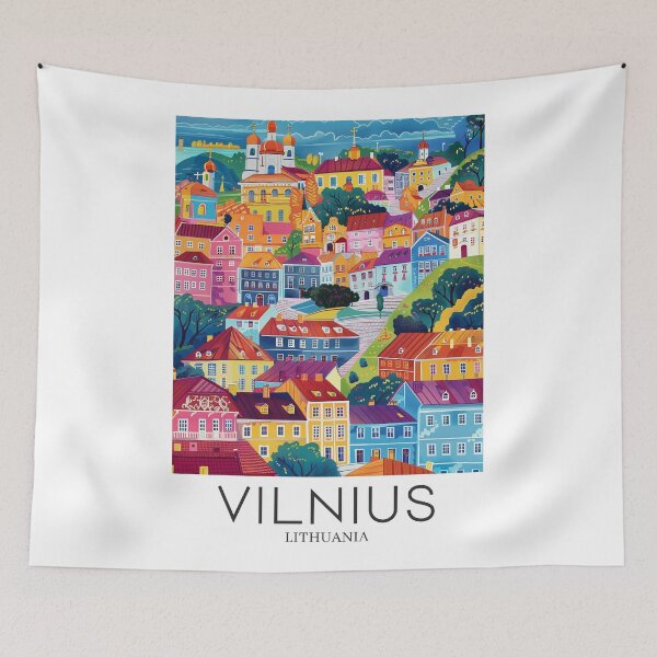 Item preview, A Pop Art Travel Print of Vilnius - Lithuania  designed and sold by StudioRedKoala.