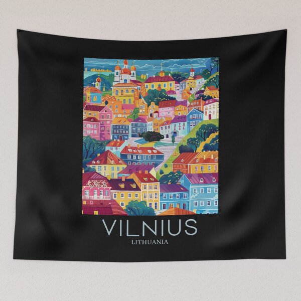 Item preview, A Pop Art Travel Print of Vilnius - Lithuania  designed and sold by StudioRedKoala.