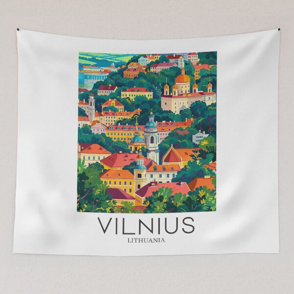 Item preview, A Pop Art Travel Print of Vilnius - Lithuania  designed and sold by StudioRedKoala.