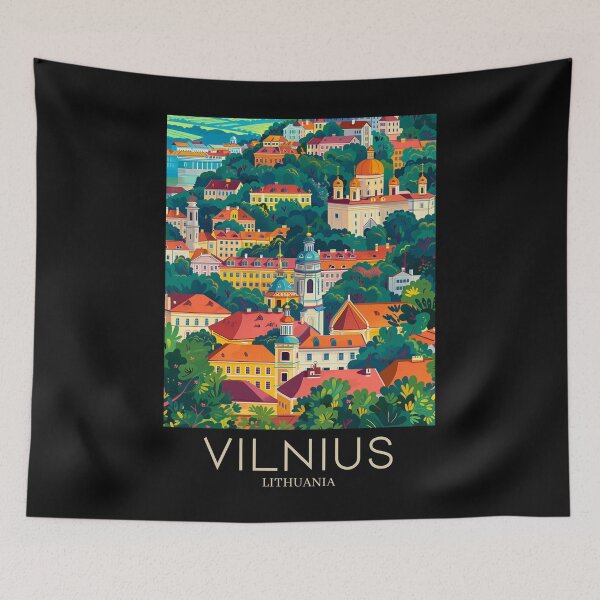 Item preview, A Pop Art Travel Print of Vilnius - Lithuania  designed and sold by StudioRedKoala.