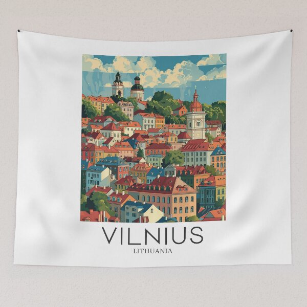 Item preview, A Pop Art Travel Print of Vilnius - Lithuania  designed and sold by StudioRedKoala.